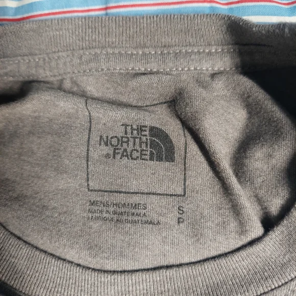 The North Face Men's Small Heather Grey Long Sleeve Graphic Hit Logo Tee EUC - Picture 5 of 10
